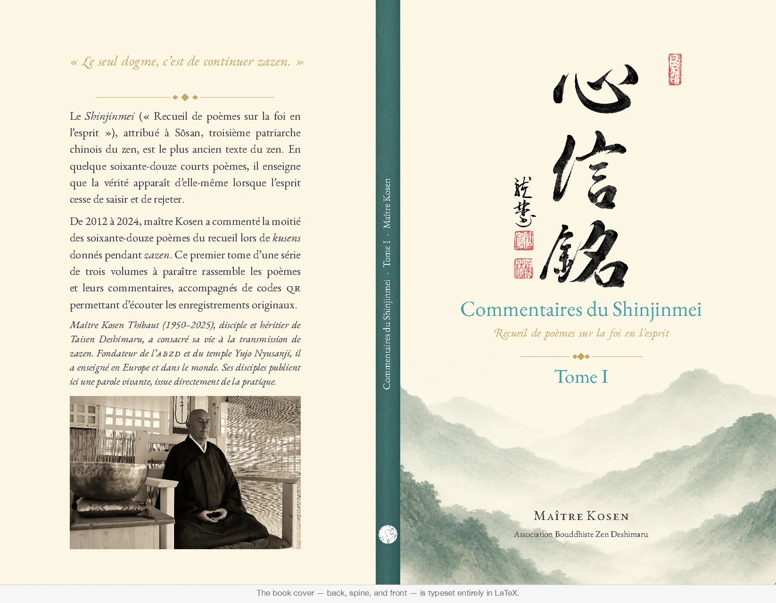 Cover spread of Commentaires du Shinjinmei, Tome I - back cover, spine, and front cover
